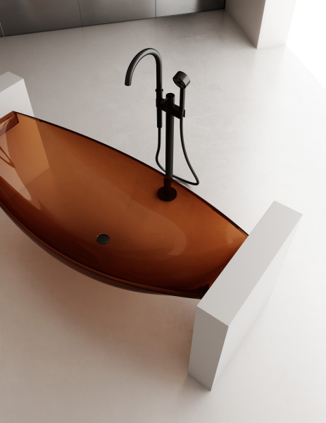 Прозрачная ванна ABBER Kristall AT9704Opal подвесная коричневая фото в интернет-магазине «Wasser-Haus.ru»