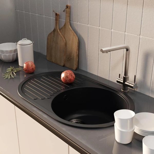 Мойка кухонная Mixline ML-GM16 ультра-черная фото в интернет-магазине «Wasser-Haus.ru»